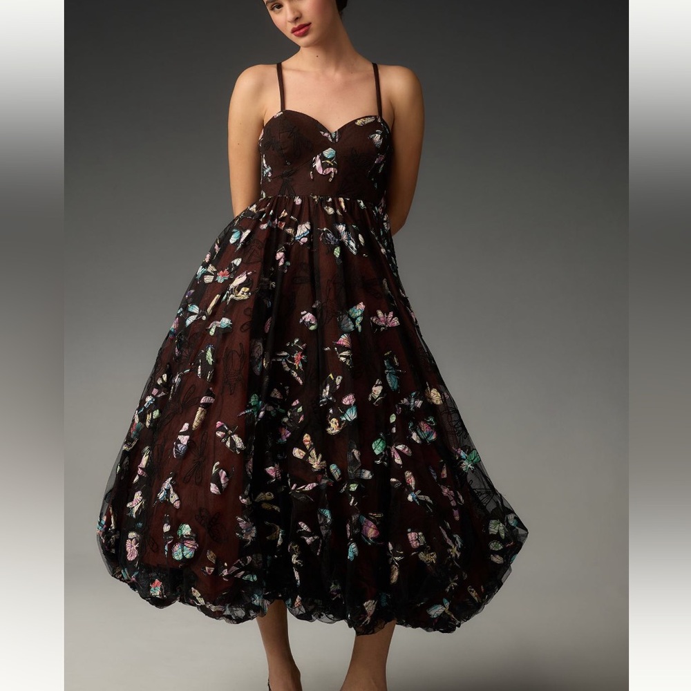 Geisha Designs bitterly appliqué midi dress medium new